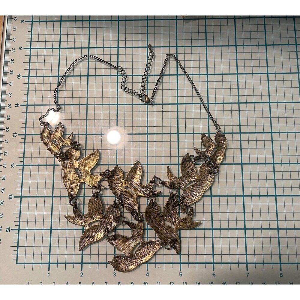 Brass Bird Bib Necklace VTG Granny Core Boho Core No Sig 70's - Picture 3 of 6